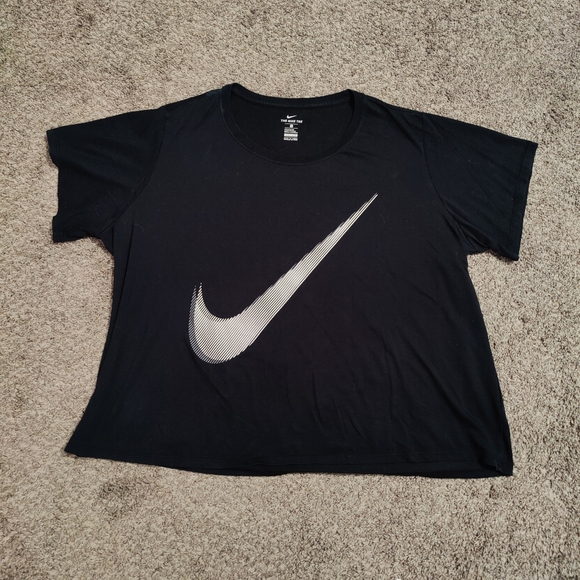 Nike Dri-FIT Black Tee with White Logo - Picture 1 of 5